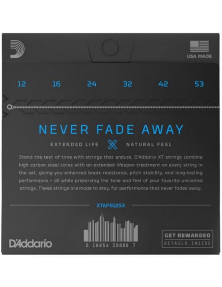 D'ADDARIO XTAPB1253 80/20 PHOSPHOR BRONZE XT 12-53 ACOUSTIC D'ADDARIO XTAPB1253 80/20 PHOSPHOR BRONZE XT 12-53 ACOUSTIC